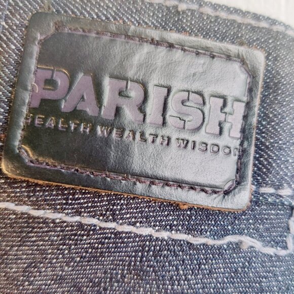 Parish Mens Jean,  Health Wealth & Wisdom Style. SZ 42 Button Fly, Dark Blue - Picture 6 of 7